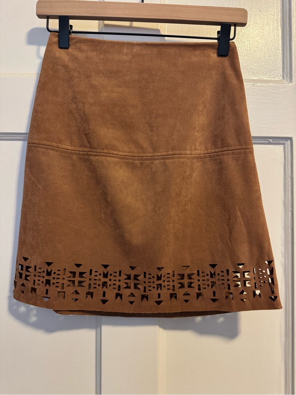 Suede A-Line Skirt in Camel